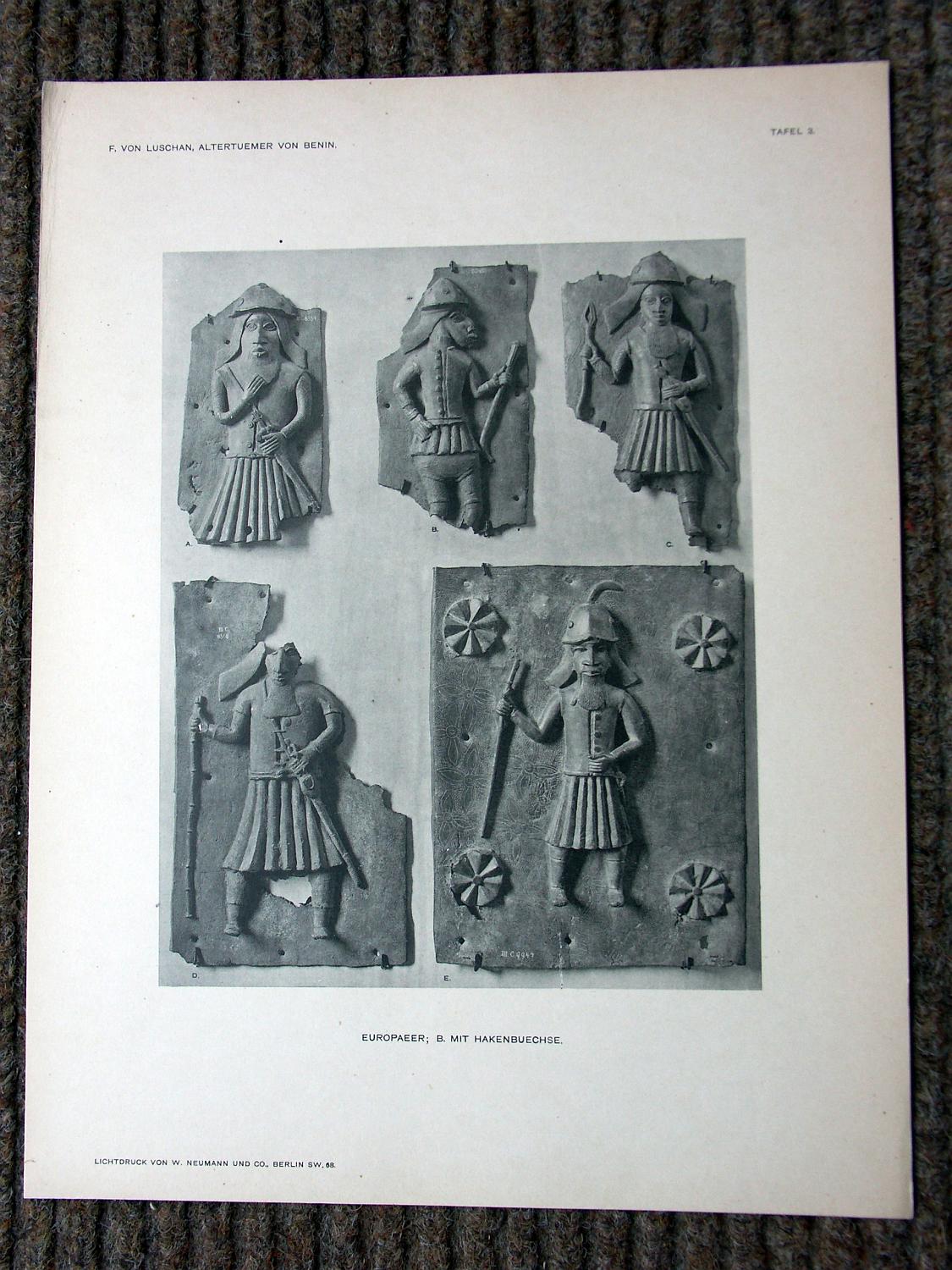 zz-lusc19,tafel 03 benin nigeria,bronze-platte mit figur europäer (b-i